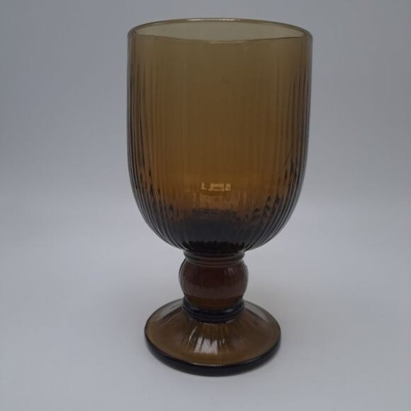 Pfaltzgraff Gourmet Heavy Brown Glass Stemmed Goblet 6.25" tall - Picture 1 of 13